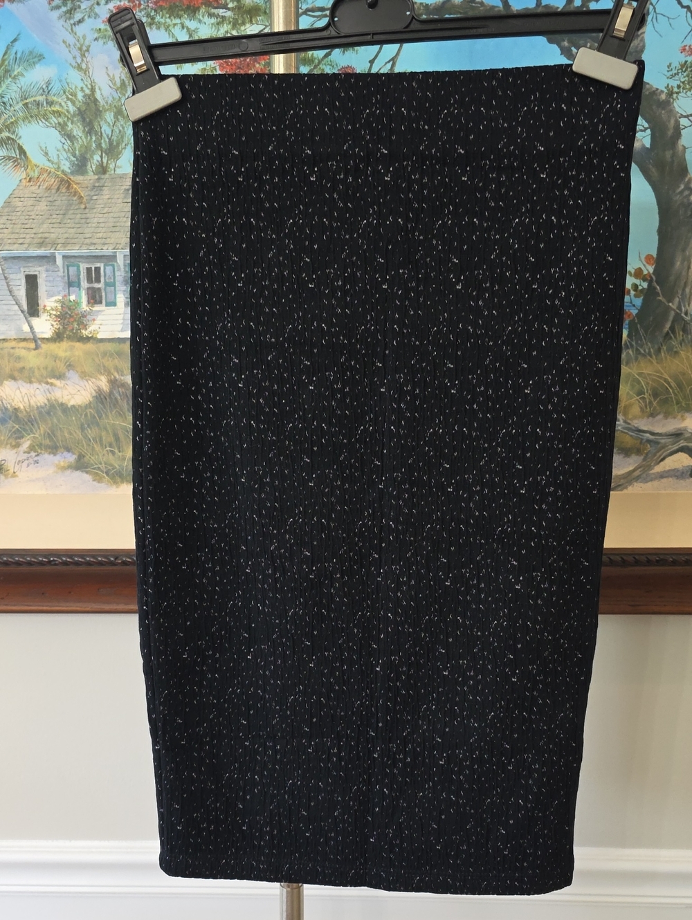 Lush Black Pencil Skirt with White Fleck Detail
